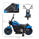 Moto électrique pour enfants 3 km/h 6V avec phare LED 2 roues d'entraînement de 18 à 36 mois avec moteur puissant bleu