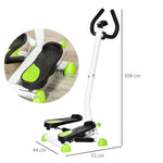 Stepper avec guidon stepper fitness appartement écran LCD résistance réglable exercise hanches jambes lombes pour maison acier blanc, vert, noir