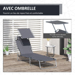 Lot de 2 Transats Bain de Soleil Pliable Chaise Longue Pliante Grand Confort Dossier Inclinable Pare-Soleil réglable