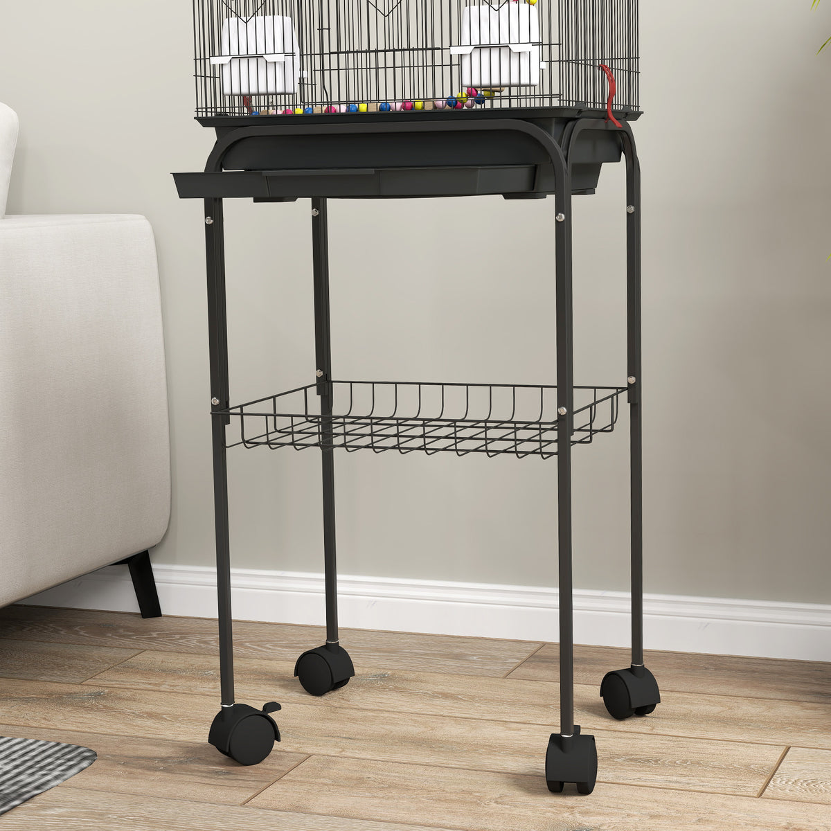 Cage à oiseaux sur roues 46 x 36 x 120 cm 2 mangeoires 2 perchoirs étagère cage pour perruche calopsitte conure pinson canaris