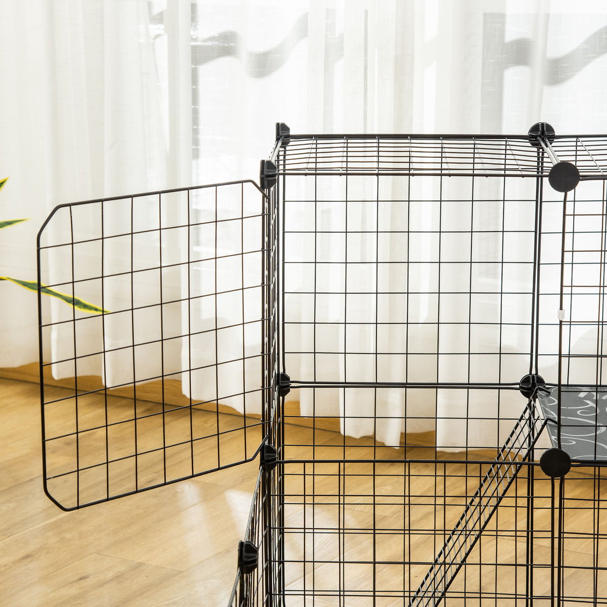 Enclos pour petits animaux parc pour chiot clôture pour animaux domestiques modulable DIY105 x 105 x 70 cm noir