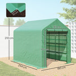Serre de jardin serre d'hivernage avec étagères 3 niveaux porte enroulable tube en acier 244 x 180 x 210 cm vert