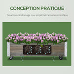 Jardinière sur roulettes - jardinière rectangulaire - Inserts d'irrigation, Feutre de Drainage gris