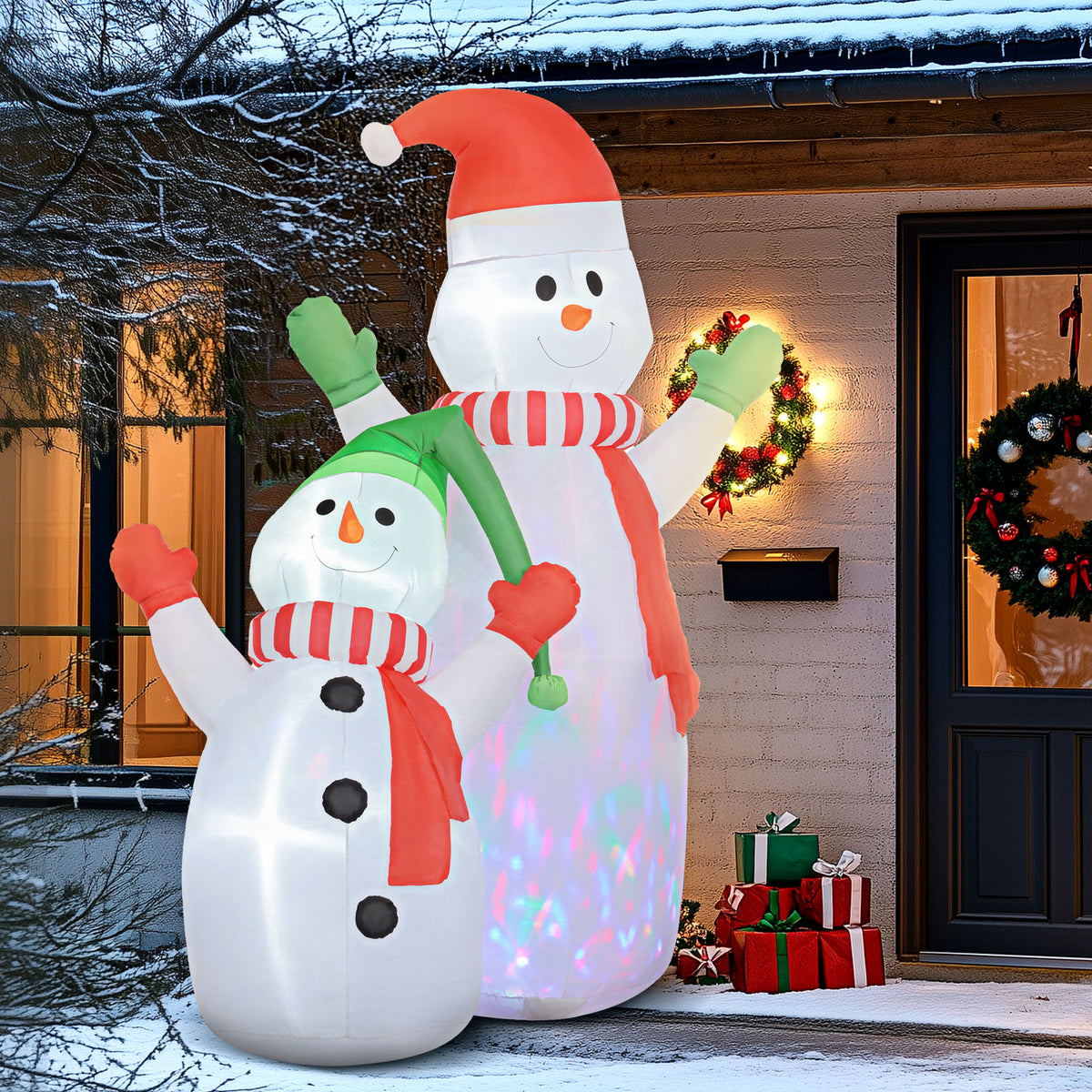 Bonhomme de neige gonflable de Noël, 240 cm, décoration gonflables de Noël avec lumières LED, blanc