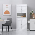 Buffet de cuisine armoire de cuisine multi-rangements 2 placards 2 portes tiroir niche MDF panneaux particules E1 blanc