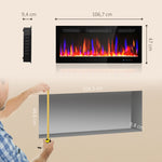 Cheminée électrique mural ou encastrable 900W/1800W, effet flamme à 12 couleurs 5 luminosités, 106,7x9,4x47cm, noir