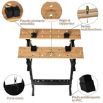 Établi pliant établi de serrage avec 4 serre-joints table de travail, charge 150 kg, 63,5x60,5x78cm, noir