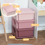 Organisateur de jouets pour enfants avec tiroirs à 3 niveaux, boîtes de rangement en plastique, 37 x 37 x 56,5 cm, rose