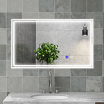 Miroir de salle de bain rectangulaire mural lumineux LED horizontal ou vertical, 100 x 60 cm