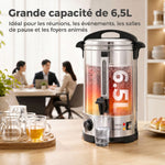 Distributeur d'Eau Chaude en Inox 8L 1500 W, 9 Niveaux de Température 30-110 °C, Maintien au Chaud, Robinet, Argenté