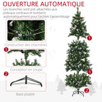 Sapin de Noël artificiel lumineux 703 branches 250 LED 30 pommes de pin support pied pliable hauteur 180 cm Ø 80 vert