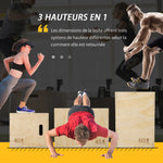 Box jump pliométrie 3 en 1 appareil boîte à saut musculation fitness & entraînement croisé plyobox pour box training 40/45/60 cm en bois