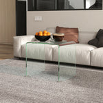 Table basse en verre table de salon rectangulaire design moderne en verre trempé avec bords arrondis sûrs transparent
