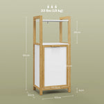 Meuble sur pied en bambou panier à linge salle de bain gain de place - 2 étagères - dim. 40L x 30l x 86,5H cm