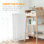 Recinto di sicurezza pieghevole e modulabile per cani, 6 pannelli con porta, altezza 100 cm, bianco