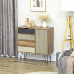 Mueble de almacenaje cómoda aparador 4 cajones 1 armario - patas de horquilla estilo bohemio 79 x 39 x 86 cm marrón