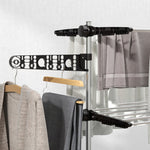 Folding laundry drying rack with side wings for indoor and outdoor use, 142 x 55 x 172 cm, 4 tiers, black