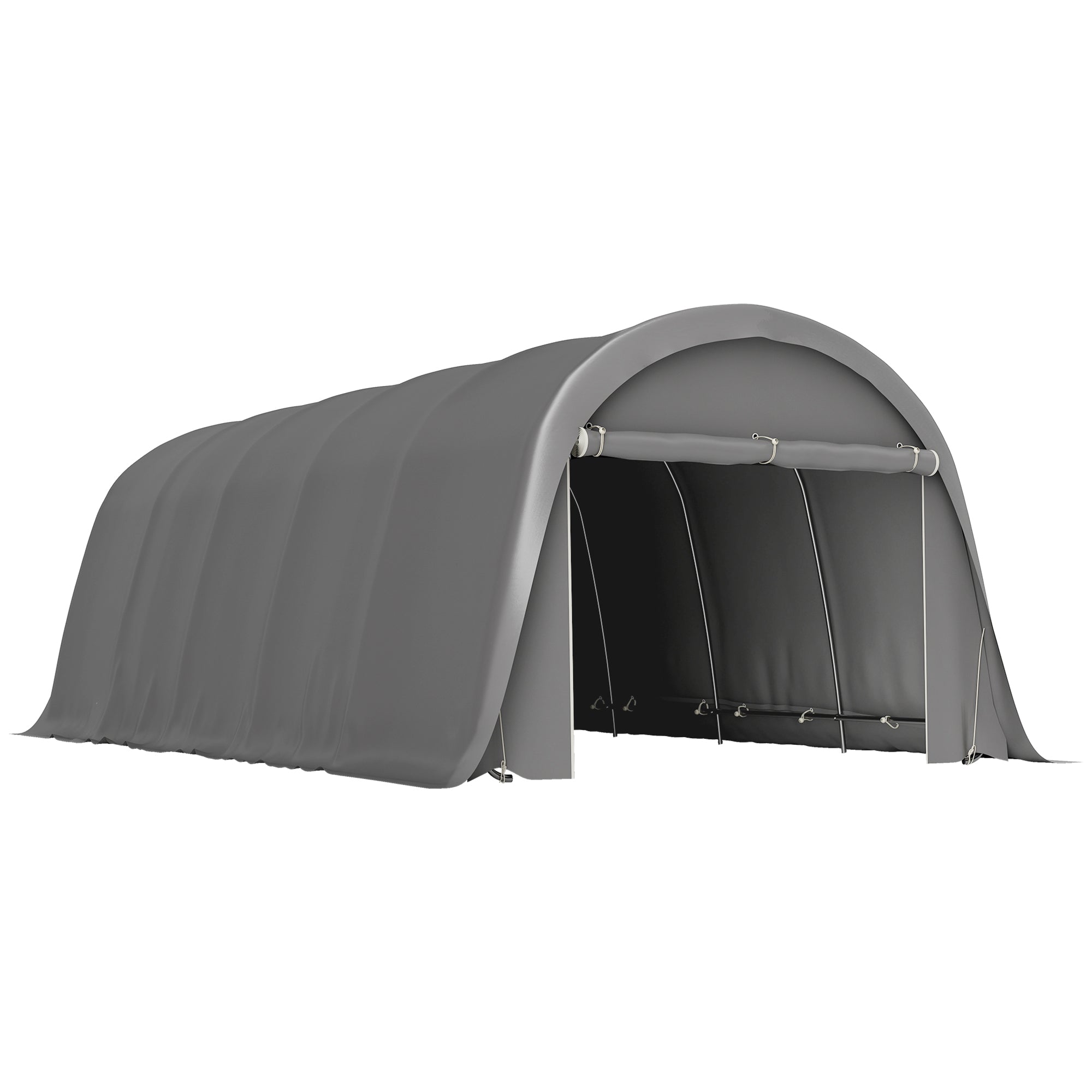 Carport tente de garage 3,6 x 7,2 m abri voiture extérieur tente de stockage avec parois latérales amovibles, gris foncé