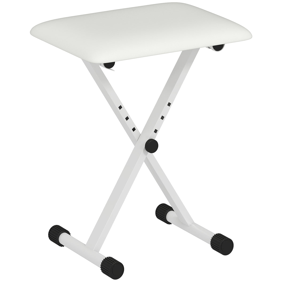Tabouret piano pliable, banc piano réglable en hauteur, siège rembourré en PU, 39 x 29 x 37-47 cm, blanc