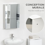 Armoire miroir de salle de bain en acier inoxydable armoire murale de toilette 39 x 12 x 60 cm