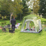 Tente de camping pop-up 3 personnes, dôme familiale avec 4 portes, 4 fenêtres et sac de transport – Vert et gris