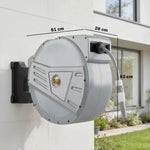 Enrouleur Tuyau Arrosage Mural 40+2 m x Ø 15mm, Dévidoir de Tuyaux d'Eau Rétractable Automatique Pivotant à 180°, Gris