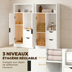 Mobiletto da bagno, mobile contenitore stretto con 2 cassetti, scomparti a giorno, 50x25x100cm, bianco