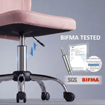 Chaise de bureau ergonomique hauteur réglable piètement chromé pivotant 360° revêtement maille rose