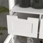 Meuble de salle de bain armoire 2 portes étagère réglable 2 tiroirs niche 61 x 30,5 x 109,5 cm blanc