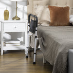 Sponda letto con piedini, protezione regolabile in 5 altezze, tasca portaoggetti, 52 x 85-95 x 71-102 cm, bianco nero