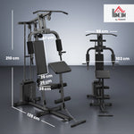 Stazione Multifunzione con Pacco Pesi da 65 kg, Doppia Carrucola, Nero