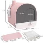 Bac à litière pour chat avec porte battante pelle et filtre inclus dim. 43L x 44l x 47H cm rose