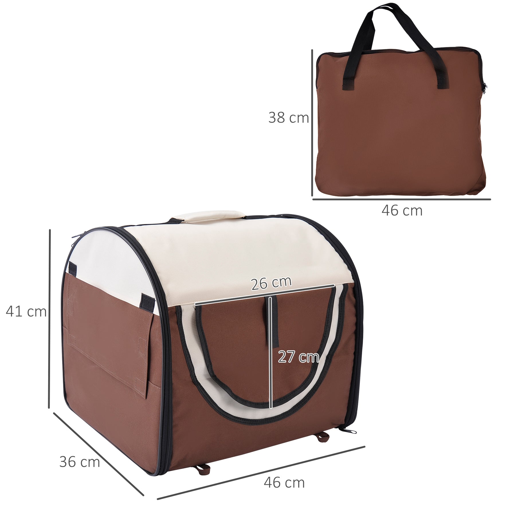 Sac de transport pour chien et chat caisse de transport pliable pour animaux adaptée à la voiture grand confort respirant avec coussin amovible 46 x 36 x 41 cm