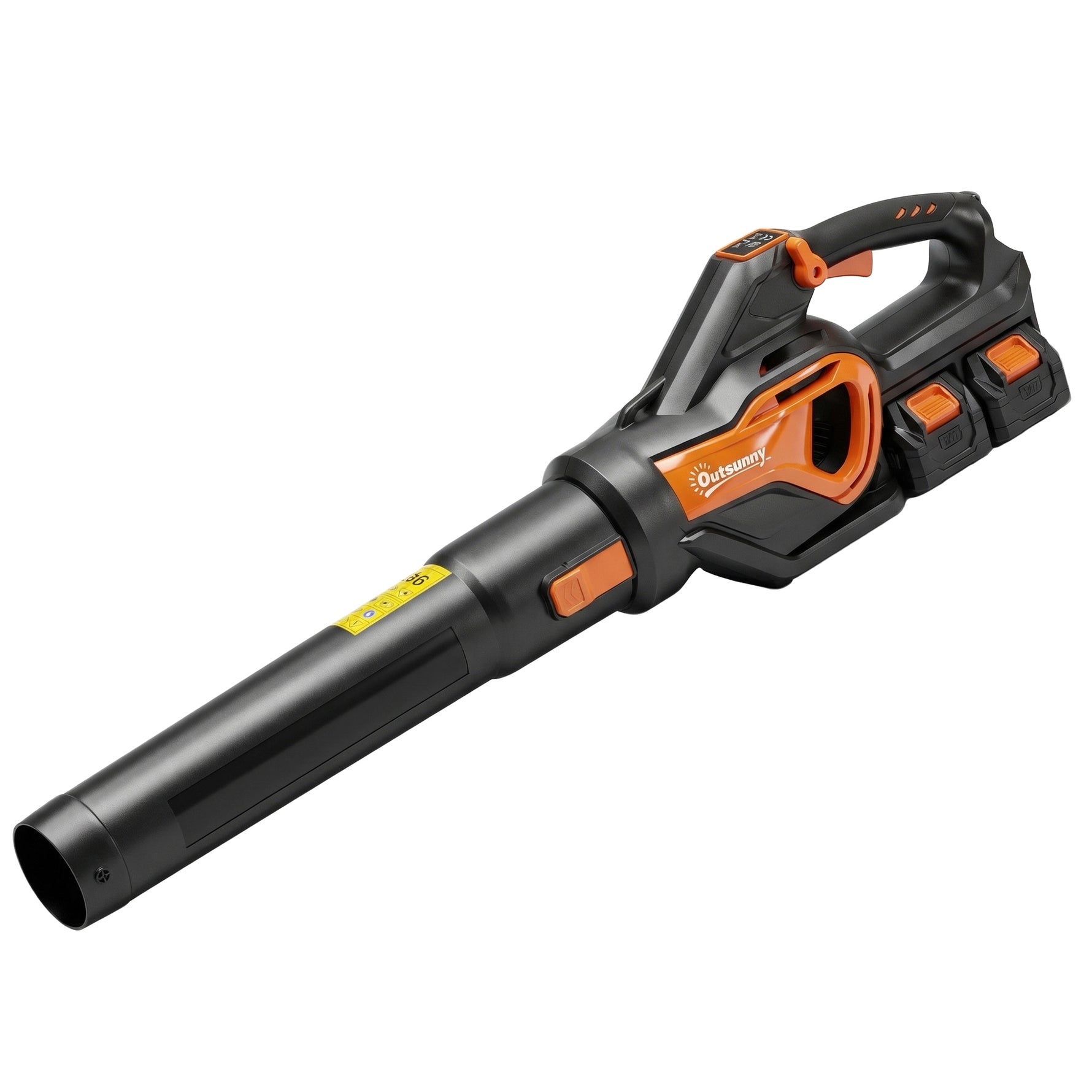 Souffleur de Feuilles sans Fil avec Moteur Brushless 900W Batterie 36v (2x4,0Ah) Puissant 15,2 m³/min Orange et Noir