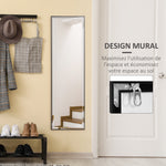 Miroir Mural dim. 120L x 35l cm - Film sécurité Anti déflagrant, système Attache Inclus - Cadre Alliage alu. Noir