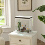 Petit aquarium complet 14L aquarium en verre avec système de filtration éclairage LED pompe à eau 30 x 20 x 33 cm blanc