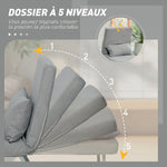 1 plazako besaulki bihurgarria, lihoz tapizatutako besaulki-ohe tolesgarria, bizkarralde erregulagarriarekin eta burkoarekin, gris argia