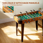 Tafelvoetbalspel 92 cm, 22 spelers, 2 ballen, handmatige scoretellers, antisliphandgrepen, bruin