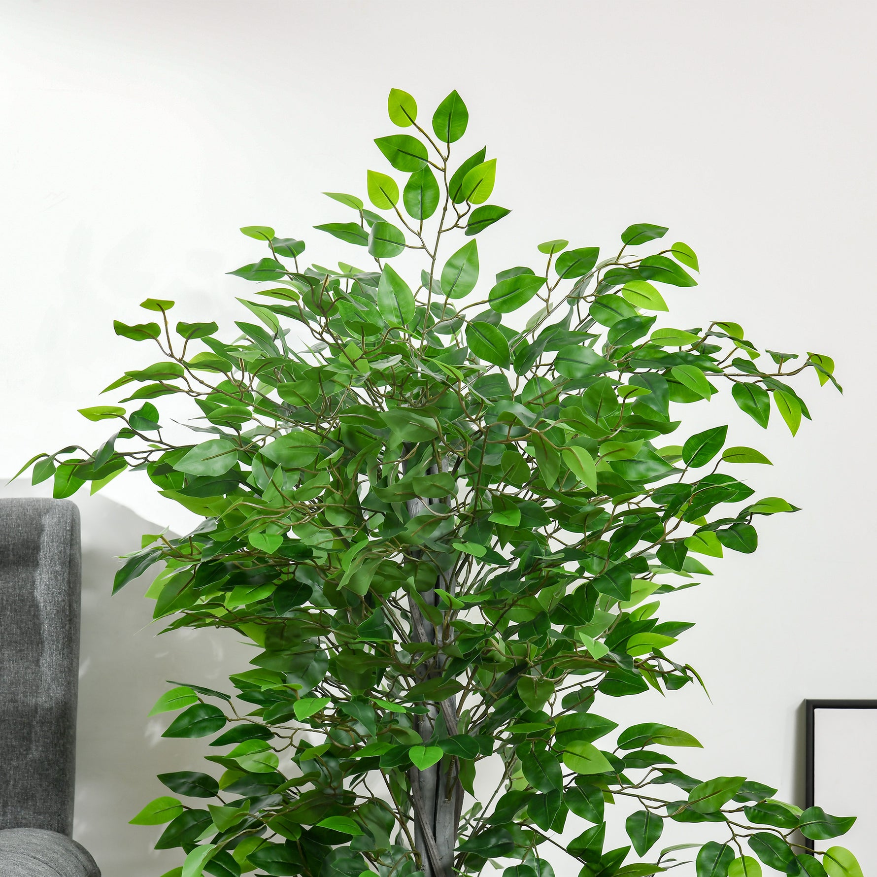 Arbre Artificiel Plante Artificielle ficus H.1,35 m Tronc Branches Liane Lichen Feuilles Grand réalisme Pot Inclus