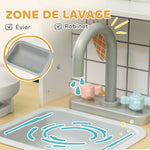 Cuisine enfant jouet d'imitation, dinette enfant avec lumières et sons réalistes, 88,6 x 31,7 x 90,4 cm, blanc