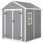 Abri de jardin en résine 2,7 m² avec plancher portes à loquet 3 fenêtre structure en aluminium 240 x 190 x 228 cm gris
