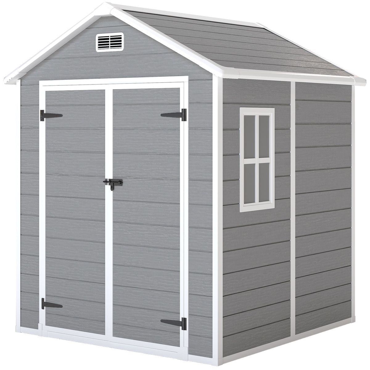 Abri de jardin en résine 2,7 m² avec plancher portes à loquet 3 fenêtre structure en aluminium 240 x 190 x 228 cm gris