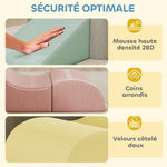 Parcours motricité bébé modulable en mousse 7 pièces housse lavable en velours côtelé 174 x 174 x 30 cm multicolore