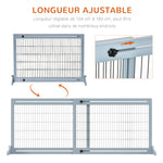 Barrière de sécurité pour chien extensible longueur réglable 104-180 x 36 x 69 cm pin bleu gris