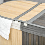 Cestino portabiancheria in bambù da 100 L con 2 scomparti, coperchio e sacco rimovibile, 62,5 x 37 x 60,5 cm - grigio