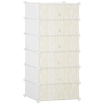 Armoire à chaussures modulable, meuble de rangement avec 6 cubes empilable en plastique, 49 x 36,5 x 108 cm blanc