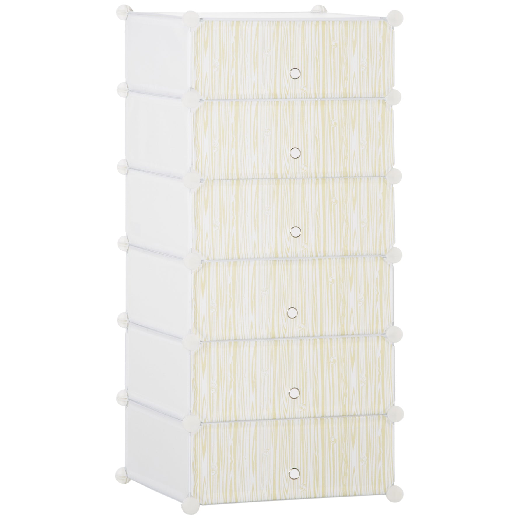 Armoire à chaussures modulable, meuble de rangement avec 6 cubes empilable en plastique, 49 x 36,5 x 108 cm blanc