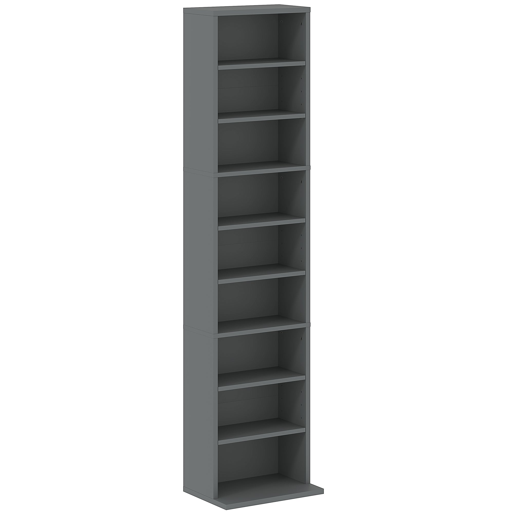Rangements pour CD et DVD 9 compartiments et 6 étagères réglables capacité max. 260 CD/120 DVD 33 x 24 x 140 cm gris