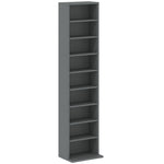 Rangements pour CD et DVD 9 compartiments et 6 étagères réglables capacité max. 260 CD/120 DVD 33 x 24 x 140 cm gris