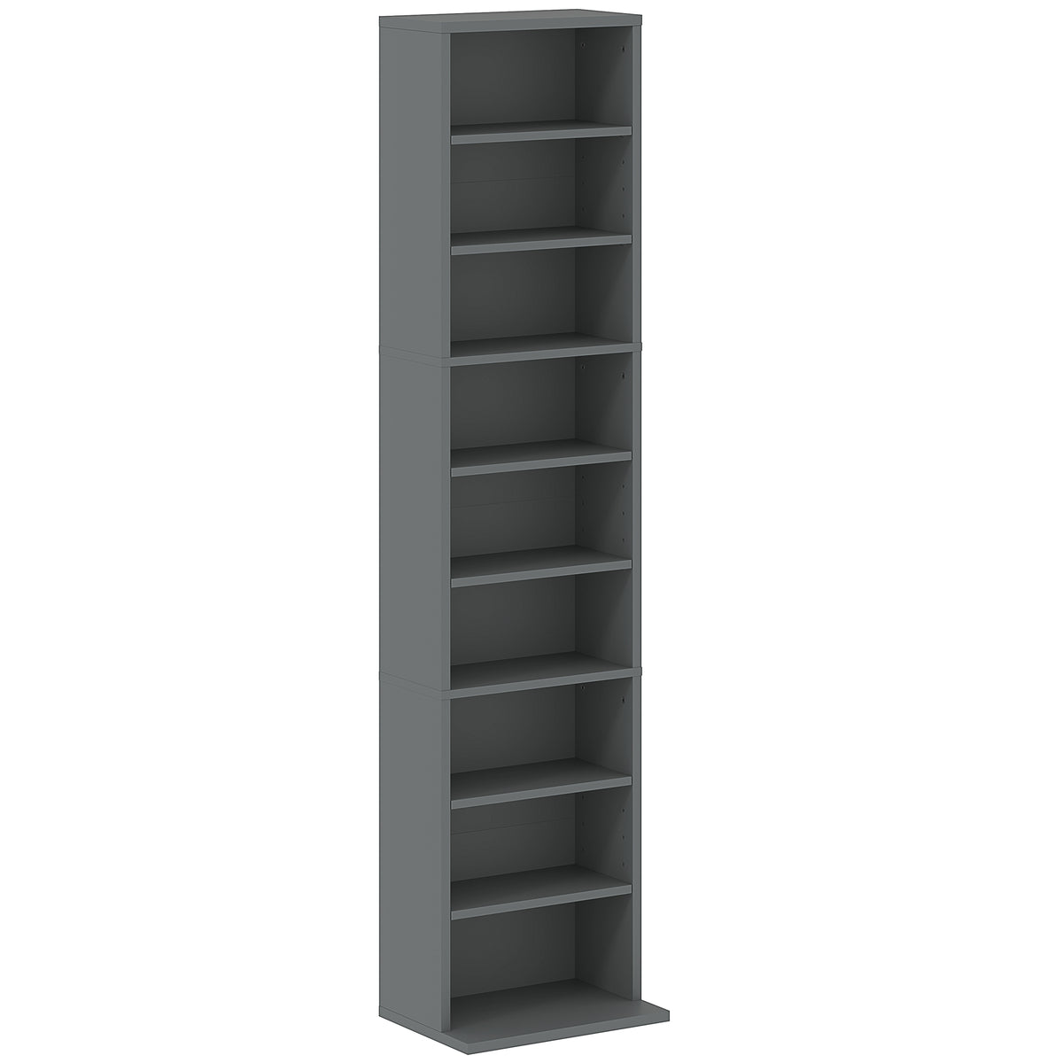 Rangements pour CD et DVD 9 compartiments et 6 étagères réglables capacité max. 260 CD/120 DVD 33 x 24 x 140 cm gris